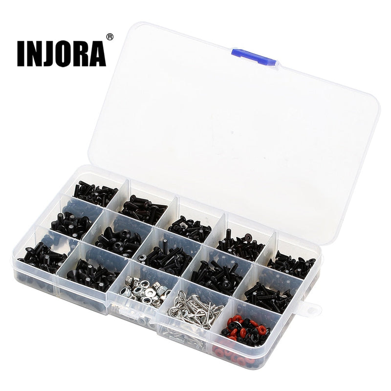 Injora M3 M4 Metal Screws & Nuts box for 1/10 RC Crawler. Hardware Kit