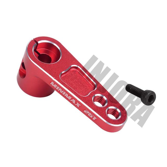 CRAW18167_Red INJORA 1PCS 28mm M3 25T Metal Tooth Steering Servo Arm Horn Heightening For RC Car