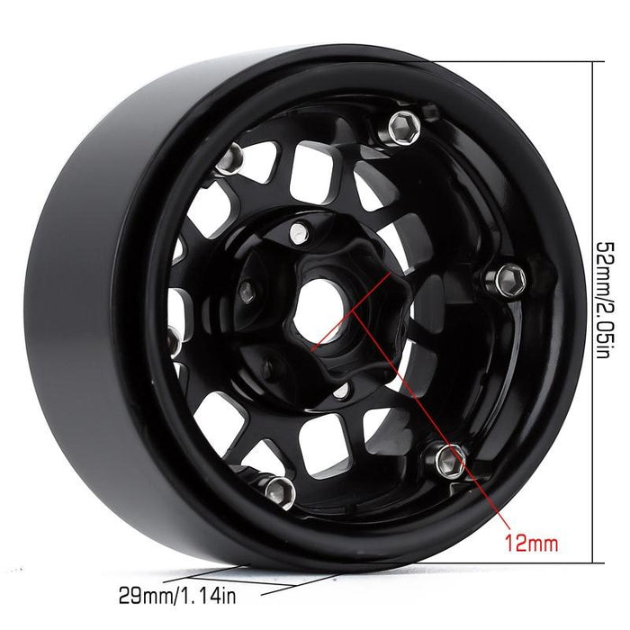 YQW-31BK INJORA 4PCS 1.9" Metal Beadlock Wheel Rims for 1/10 Scale RC Rock Crawler, Black