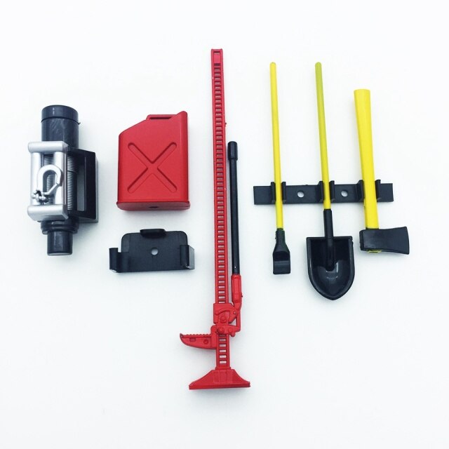 AX201608036_Red INJORA Mini Fuel Tank Winch Jack Tools Kit, 1/10 Scale Accessories for RC Crawler