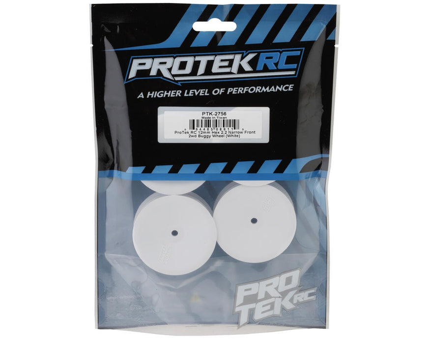 PTK-2756 ProTek RC 2.2" "Narrow" Concave Front 2WD 1/10 Buggy Wheels (White) (4) (12mm Hex)