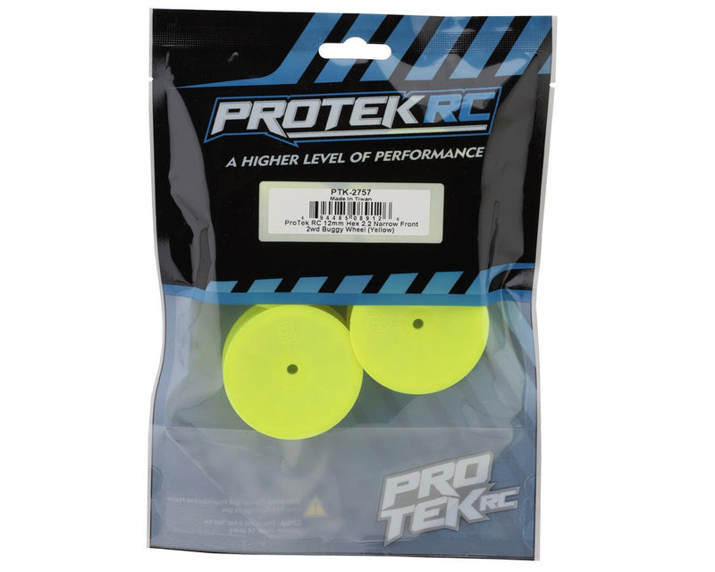 PTK-2757 ProTek RC 2.2" "Narrow" Concave Front 2WD 1/10 Buggy Wheels (Yellow) (4) (12mm Hex)