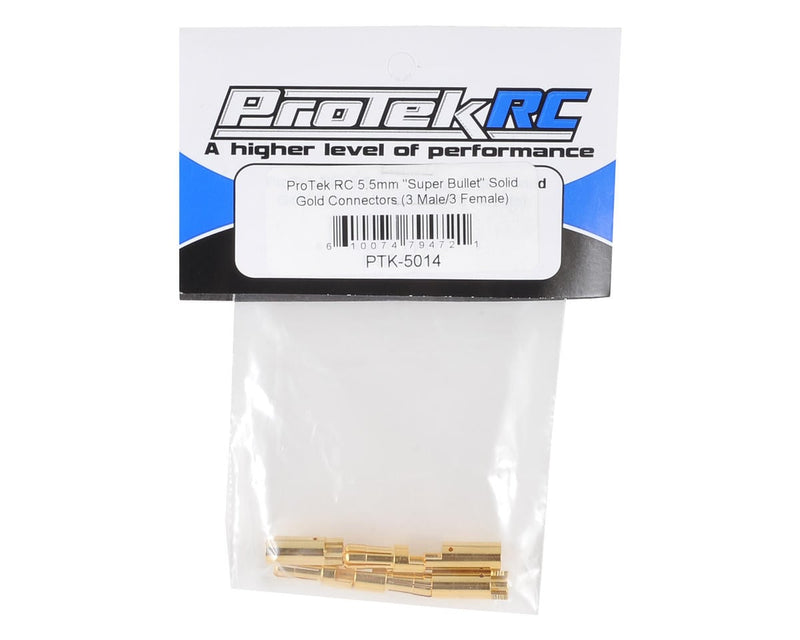 PTK-5014 ProTek RC 5.5mm "Super Bullet" Solid Gold Connectors (3 Male/3 Female)