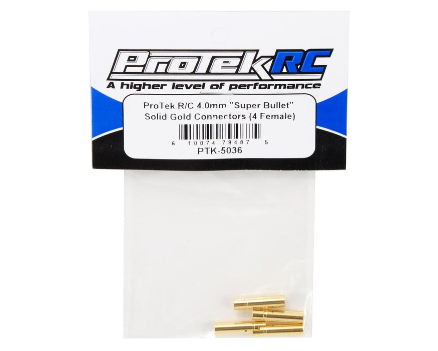 PTK-5036 ProTek RC 4.0mm "Super Bullet" Solid Gold Connectors (4 Female)