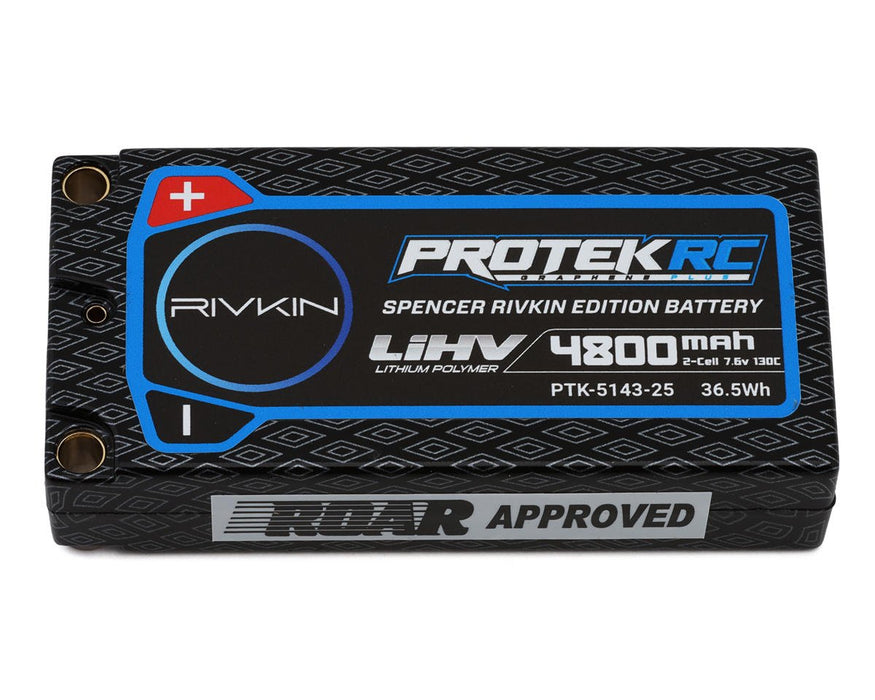 PTK-5143-25 ProTek RC Spencer Rivkin 2S 130C Low IR Si-Graphene + HV ULCG Shorty LiPo Battery (7.6V/4800mAh) w/5mm Connectors (ROAR Approved)