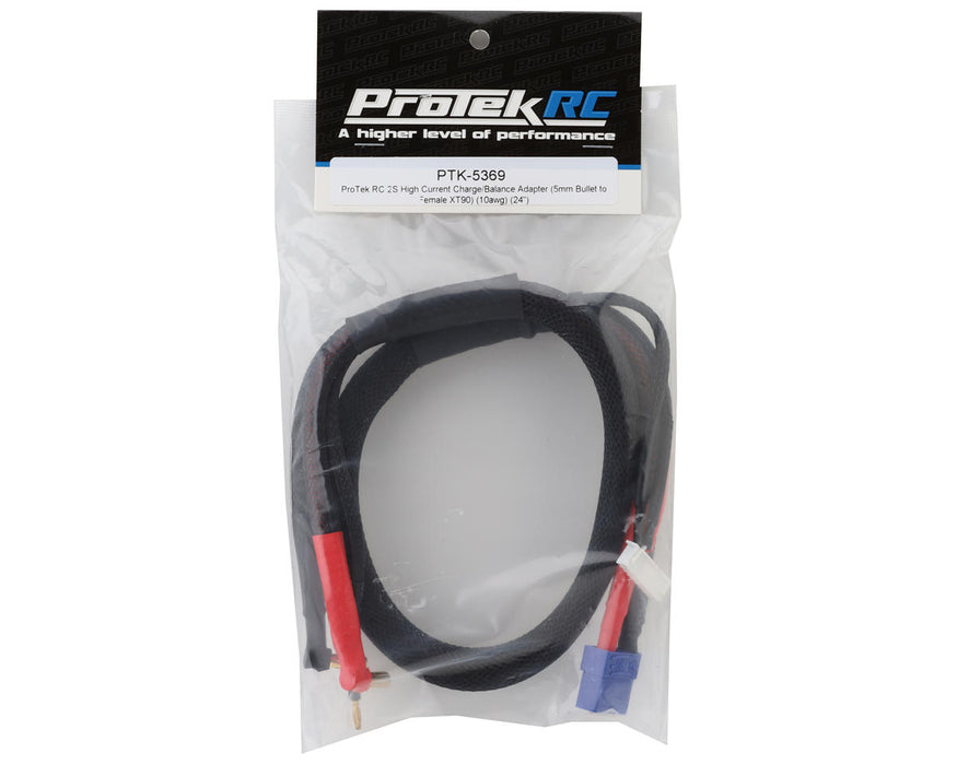 ProTek RC 2S High Current Charge/Balance Adapter (5mm Bullet to Female XT90) (10awg) (24") (9pin XH balance plug)