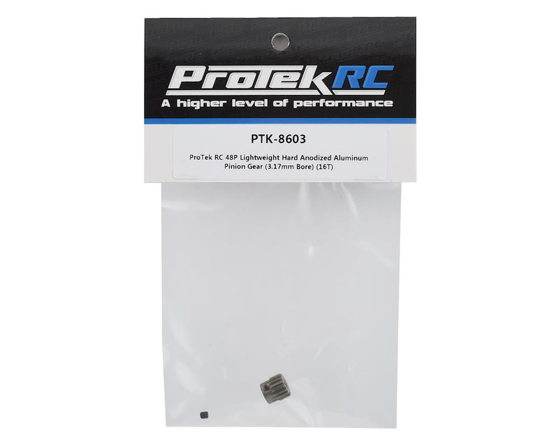 PTK-8603 ProTek RC 48P Lightweight Hard Anodized Aluminum Pinion Gear (3.17mm Bore) (16T)