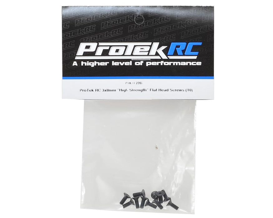 PTK-H-2202 ProTek RC 3x8mm "High Strength" Flat Head Screws (10)