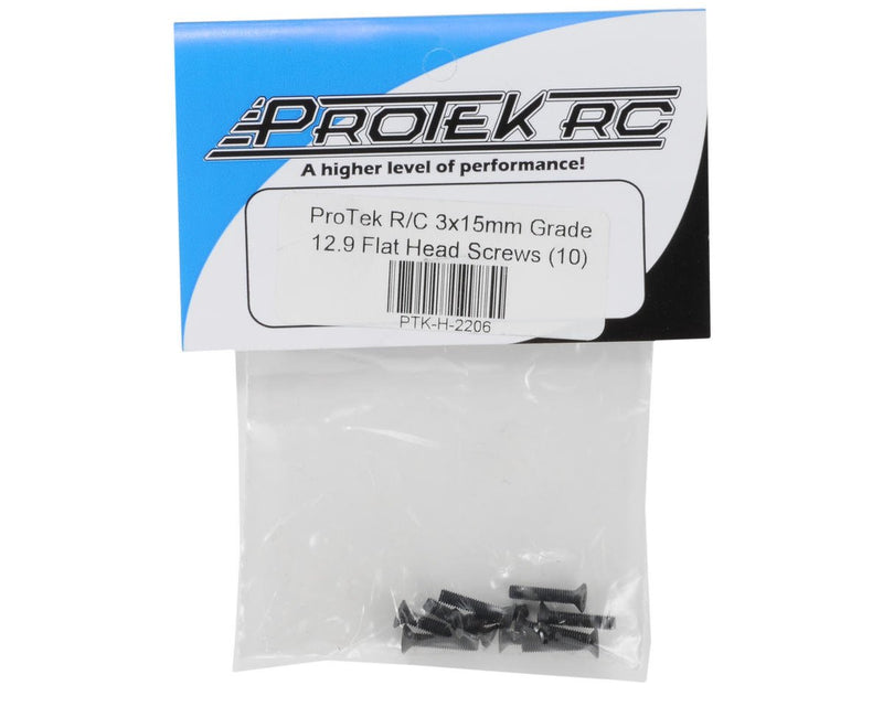 PTK-H-2206 ProTek RC 3x15mm "High Strength" Flat Head Screws (10)