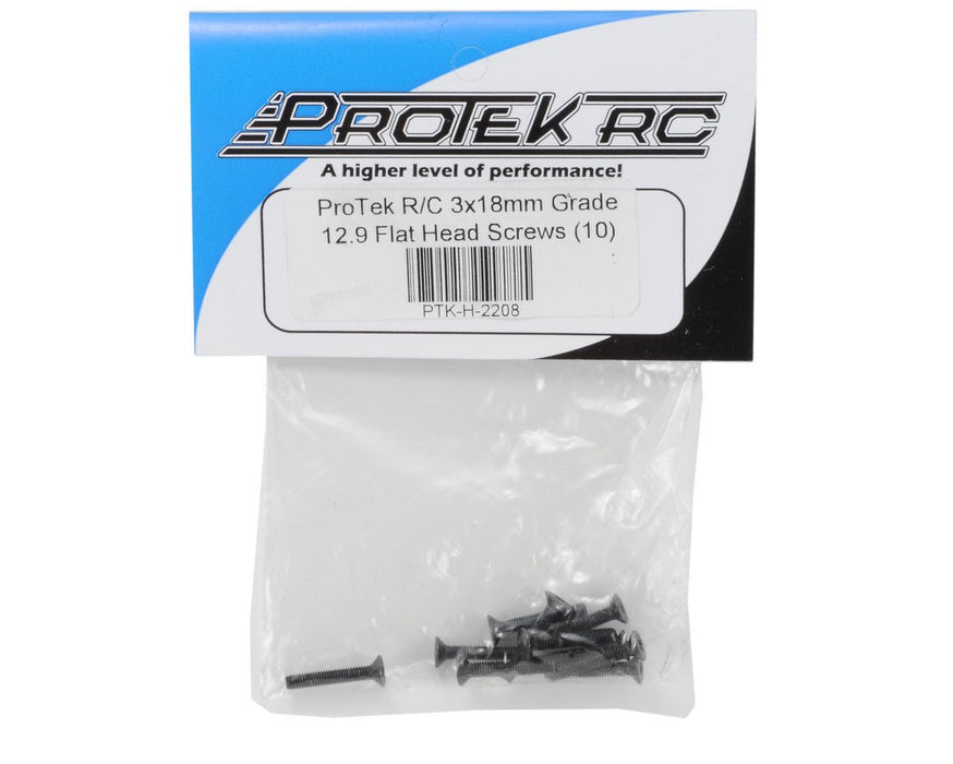 PTK-H-2208 ProTek RC 3x18mm "High Strength" Flat Head Screws (10)