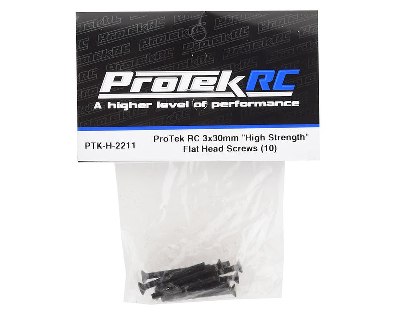 PTK-H-2211 ProTek RC 3x30mm "High Strength" Flat Head Screws (10)