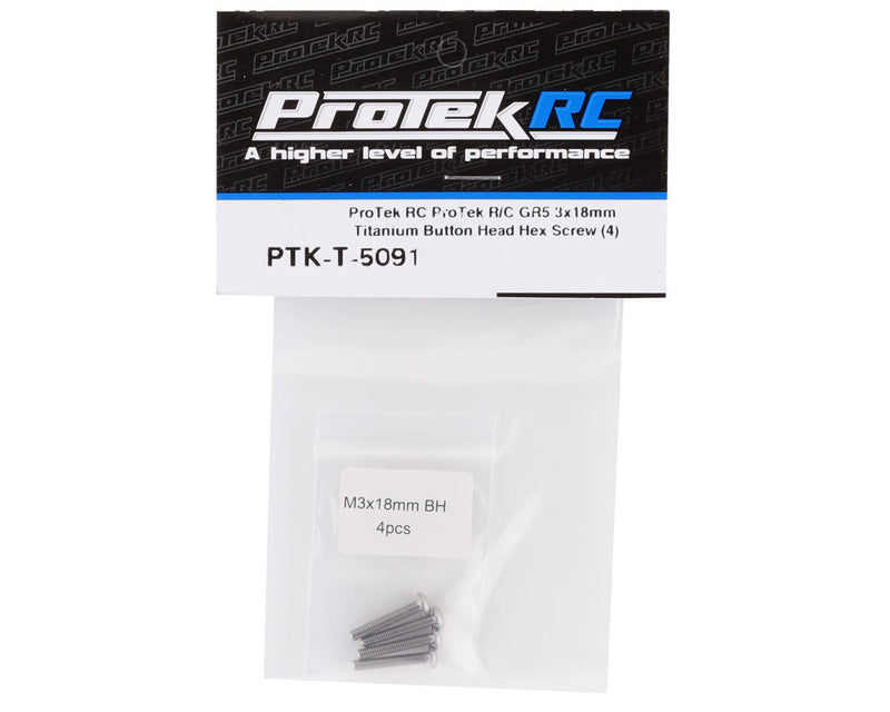 PTK-T-5091 ProTek RC 3x18mm "Grade 5" Titanium Button Head Hex Screw (4)