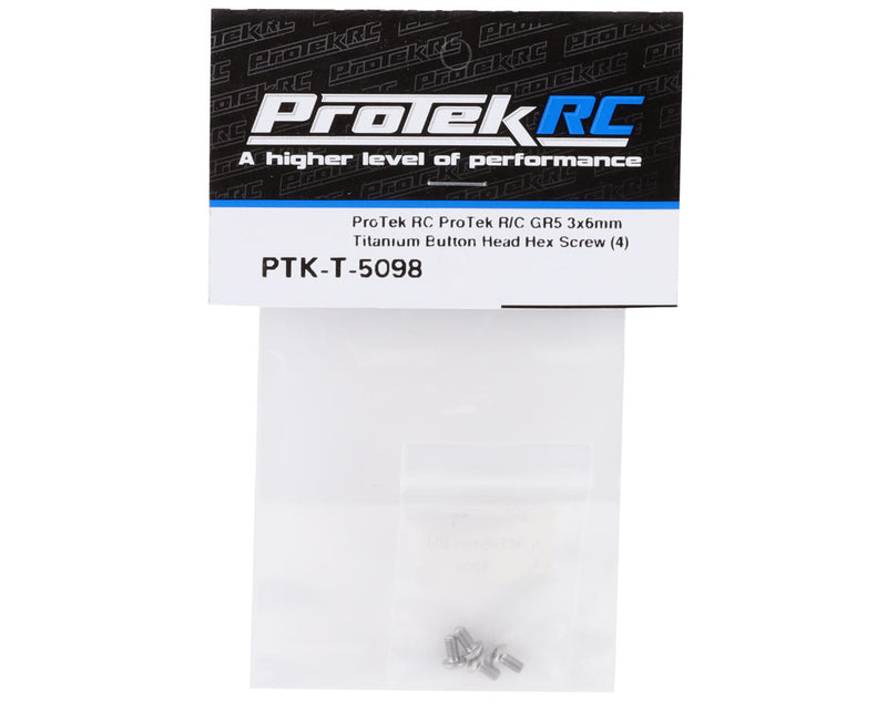 PTK-T-5098 ProTek RC 3x6mm "Grade 5" Titanium Button Head Hex Screw (4)