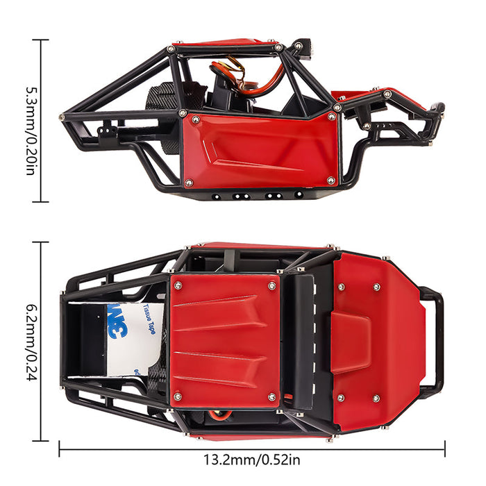 SCX24-155RD INJORA Nylon Rock Buggy Roll Cage Body Shell Chassis Kit for 1/24 SCX24 C10 JLU Bronco Base Camp