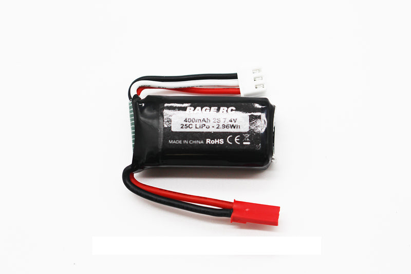 RGRA1631 Rage R/C 2S 7.4V 400mAh LiPo with JST Plug; P-51D BL, F4U BL