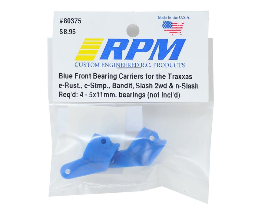 80375 RPM - Front Bearing Carriers for Traxxas Electric Rustler, Stampede, Bandit, Slash 2WD - BLUE