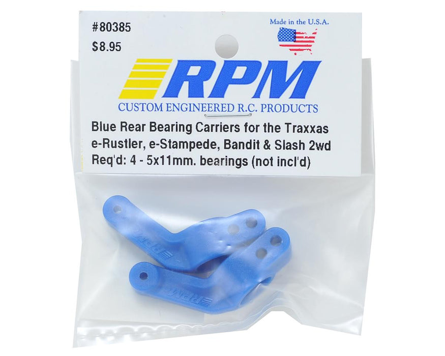 80385 RPM - Rear Bearing Carrier for Traxxas Electric Rustler, Stampede, Bandit, Slash 2WD - BLUE