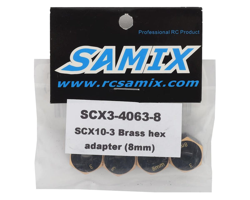 SAMSCX3-4063-8 Samix SCX10 III Brass 12mm Hex Adapter (4) (8mm)