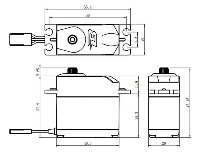 B12KG Savox Budget Analog Servo, 0.23sec / 167oz-in (12kg-cm) @ 6V, Standard Size, Metal Gears