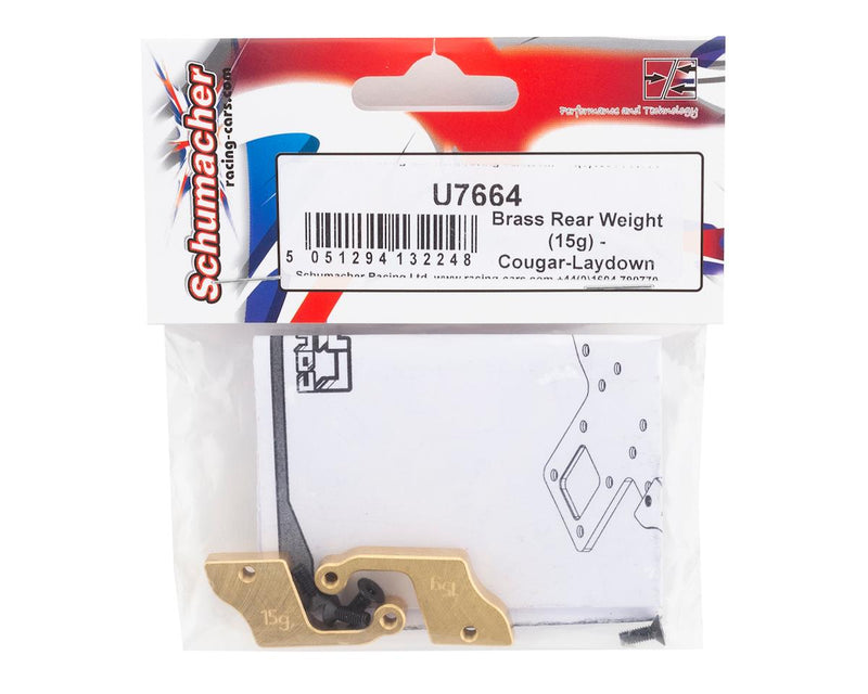 U7664 Schumacher Cougar Laydown Brass Rear Weight (2) (15g)