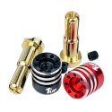 190437 1UP Racing Heatsink Bullet Plug Grips w/4-5mm Bullets (Black/Red)