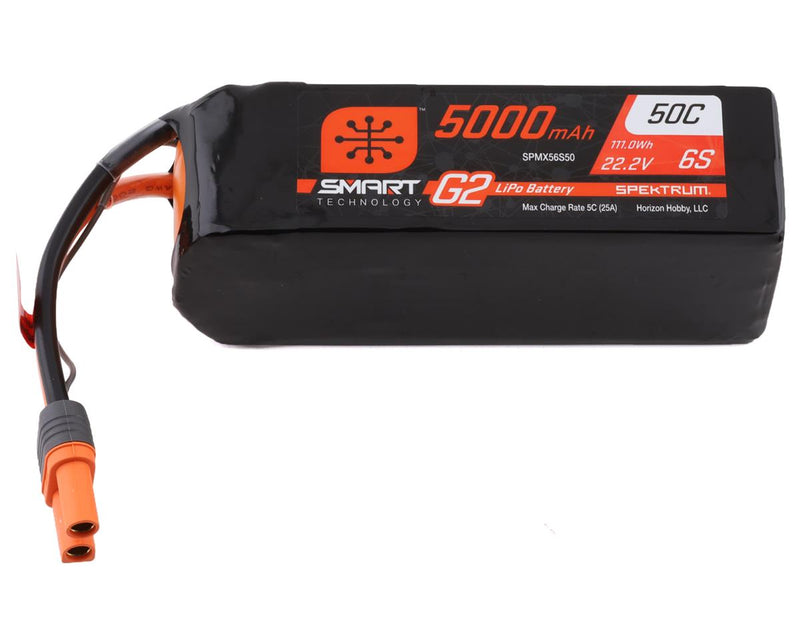 SPMX56S50 Spektrum RC 6S Smart G2 LiPo 50C Battery Pack w/IC5 Connector (22.2V/5000mAh)