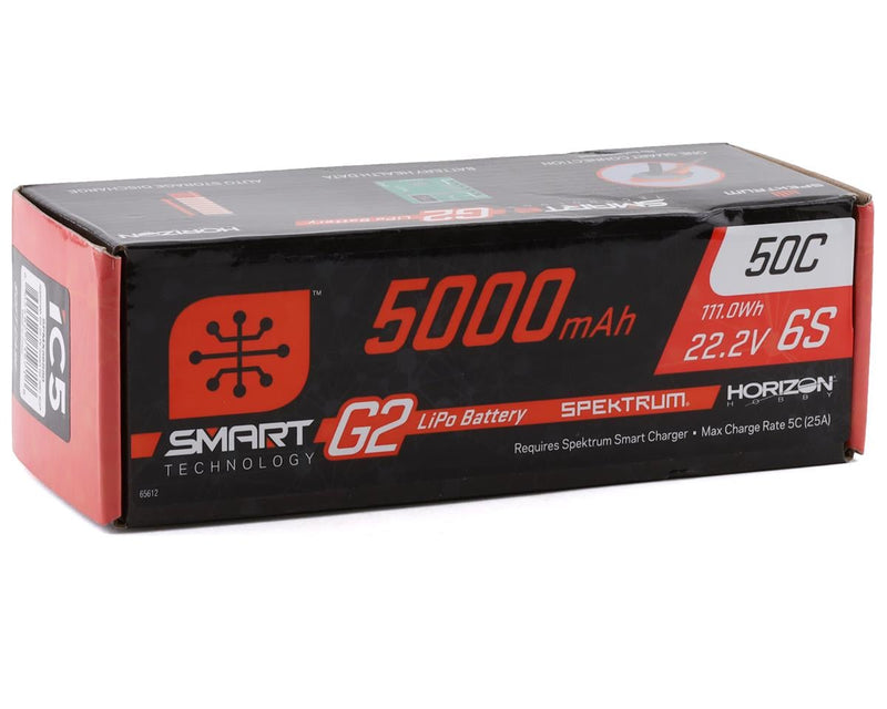 SPMX56S50 Spektrum RC 6S Smart G2 LiPo 50C Battery Pack w/IC5 Connector (22.2V/5000mAh)