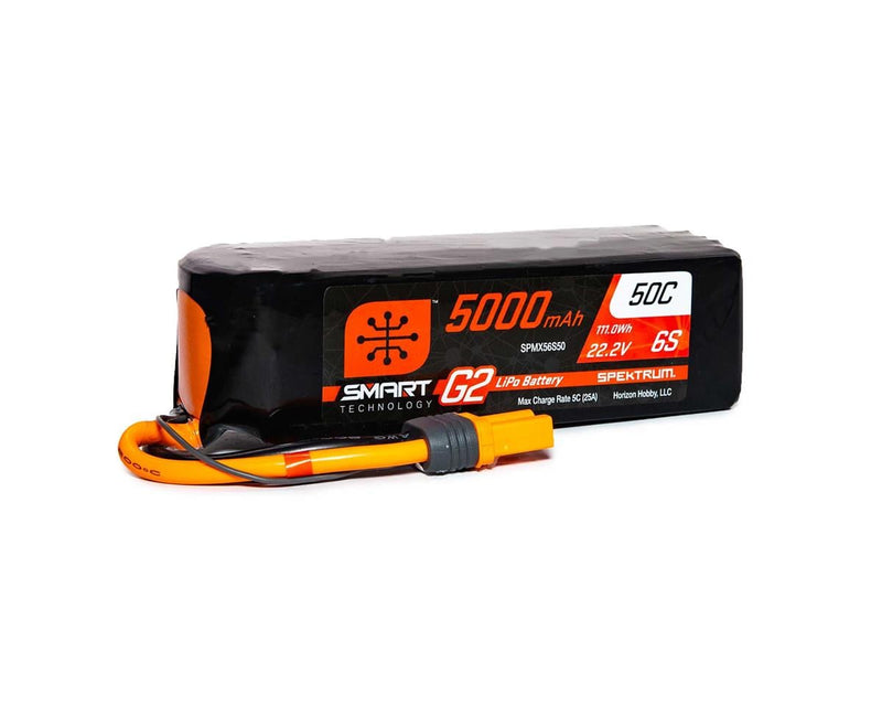 SPMX56S50 Spektrum RC 6S Smart G2 LiPo 50C Battery Pack w/IC5 Connector (22.2V/5000mAh)