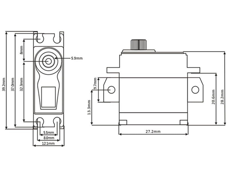 SRT SRTMIN6 Mini HV Coreless Digital Servo, .062sec / 125.0oz @ 8.4V