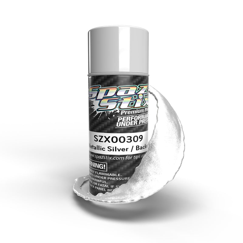 00309 Spaz Stix Metallic Silver/"Candy" Backer, Aerosol Paint, 3.5oz Can