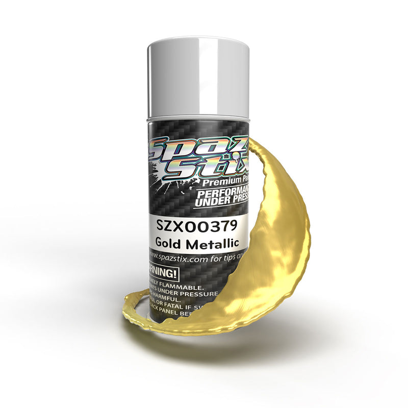00379 Spaz Stix Gold Metallic Aerosol Paint, 3.5oz Can