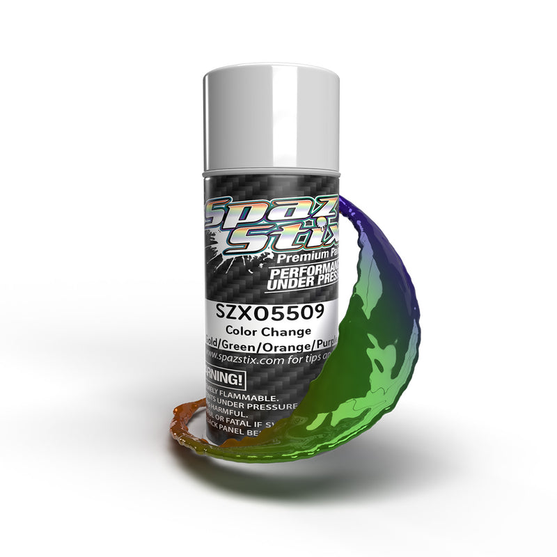 05509 Spaz Stix Color Change Aerosol Paint, Gold/Green/Orange/Purple, 3.5oz Can