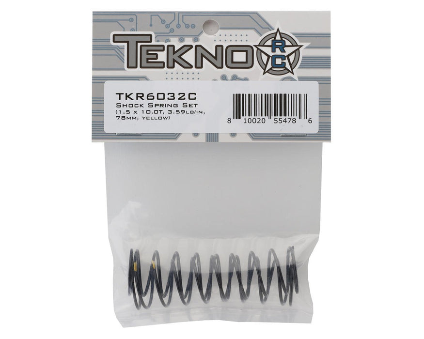 TKR6032C Tekno RC 78mm Rear Shock Spring Set (2) (Yellow)