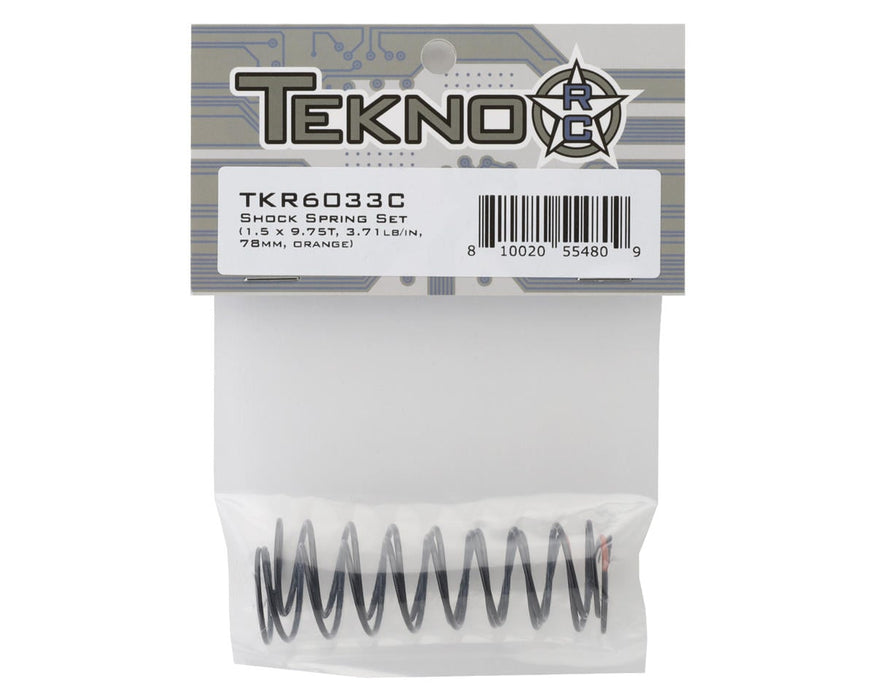 TKR6033C Tekno RC 78mm Rear Shock Spring Set (2) (Orange)