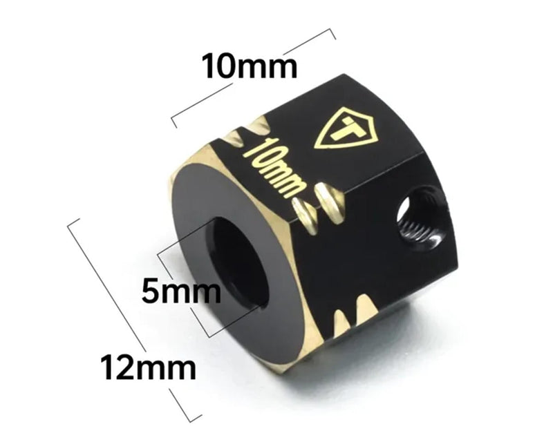 X003R0X59J Treal Hobby Capra/SCX10 III 12mm Brass Extended Wheel Hex Adapters (4) (+10mm)