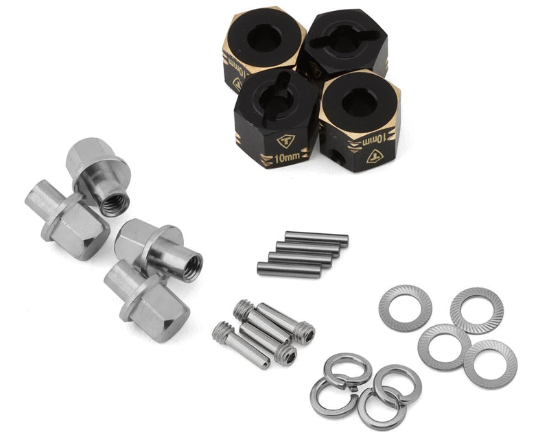 X003R0X59J Treal Hobby Capra/SCX10 III 12mm Brass Extended Wheel Hex Adapters (4) (+10mm)