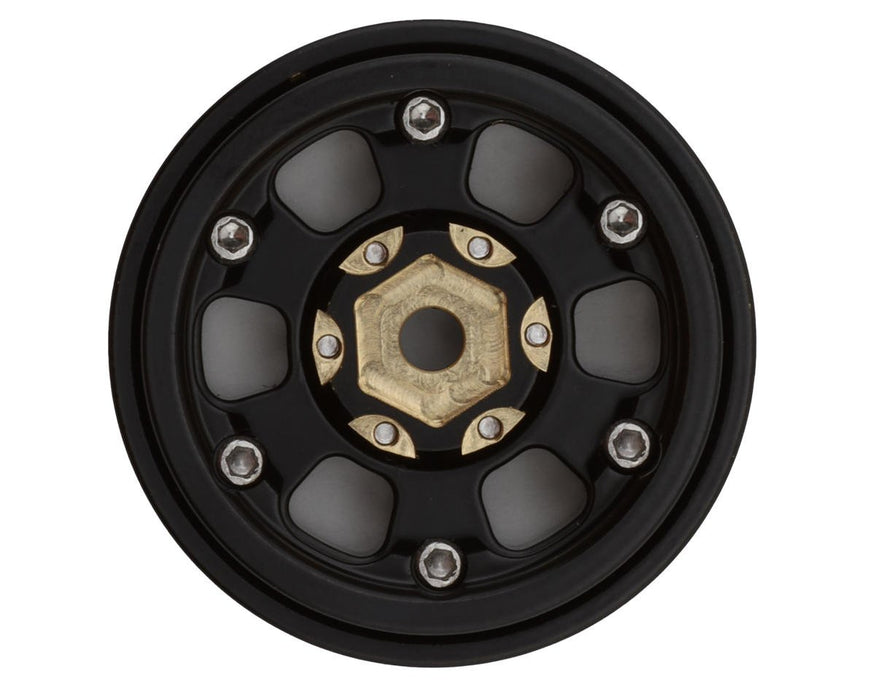 X003FMJ1V5 Treal Hobby Type B 1.0" 6-Spoke Brass Beadlock Wheels (Black) (4) (38.7g)