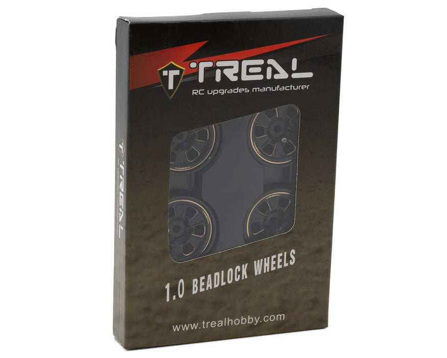 X003FMJ1V5 Treal Hobby Type B 1.0" 6-Spoke Brass Beadlock Wheels (Black) (4) (38.7g)