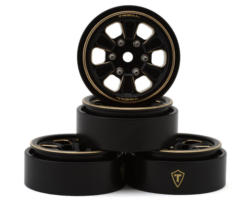 X003FMJ1V5 Treal Hobby Type B 1.0" 6-Spoke Brass Beadlock Wheels (Black) (4) (38.7g)