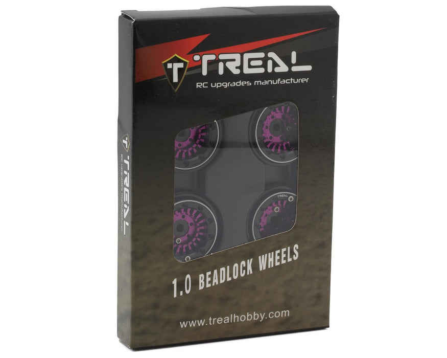 TLHTSCX24-145 Treal Hobby Type C 1.0" Brass Beadlock Crawler Wheels (Purple) (4) (27.3g)