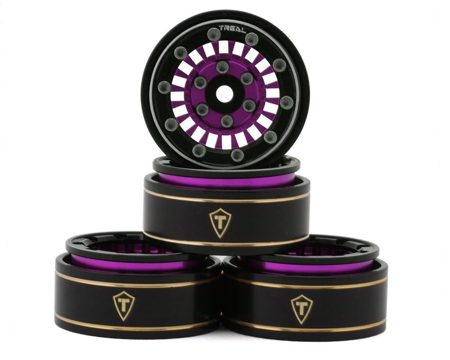 TLHTSCX24-145 Treal Hobby Type C 1.0" Brass Beadlock Crawler Wheels (Purple) (4) (27.3g)