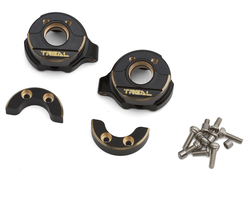 X004ZVE00H Treal Hobby SCX30 Brass Steering Knuckles (Black) (2) (7.75g ea)