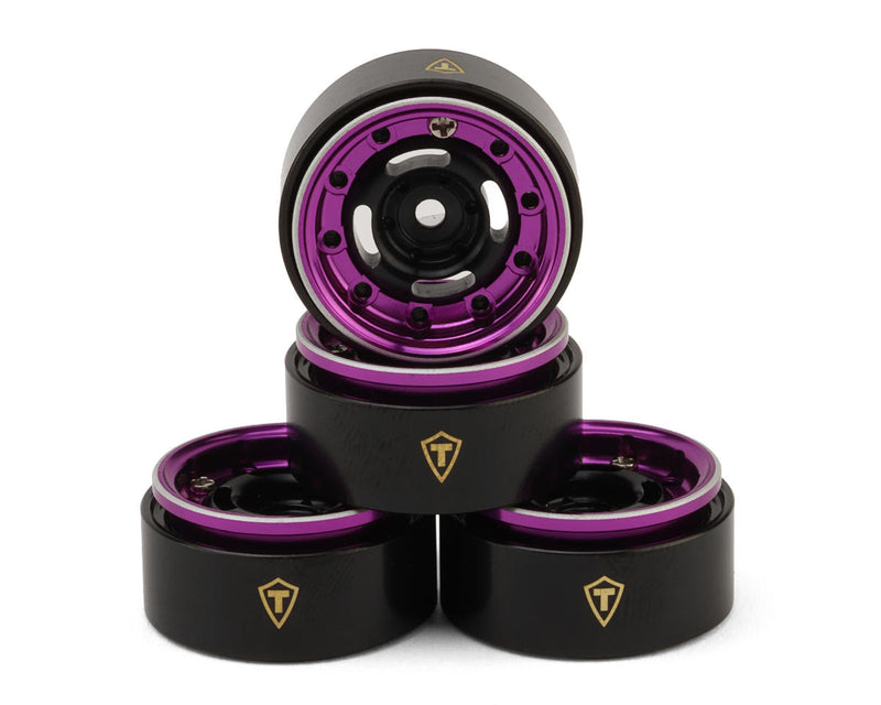 X00568HP8R Treal Hobby Type-F 0.7" Aluminum Micro Crawler Beadlock Wheels (Purple) (4) (9.5g ea) w/Brass Rings