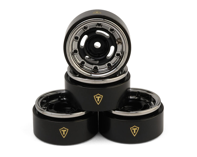 X00568XZC7 Treal Hobby Type-F 0.7" Aluminum Micro Crawler Beadlock Wheels (Chrome) (4) (9.5g ea) w/Brass Rings