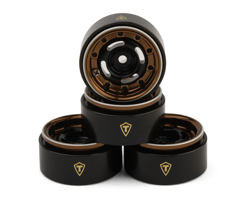 X00568UF4X Treal Hobby Type-F 0.7" Aluminum Micro Crawler Beadlock Wheels (Bronze) (4) (9.5g ea) w/Brass Rings