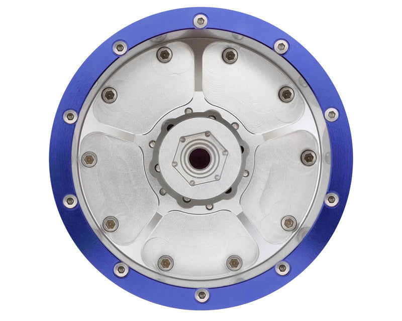TLHTWHEEL-126 Treal Hobby 2.6" Aluminum Beadlock Monster Truck Wheels (Silver/Blue) (2) (12mm Hex)