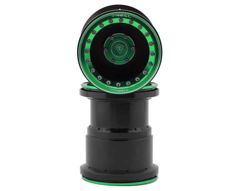 TLHTWHEEL-142 Treal Hobby 2.6" Aluminum Beadlock Monster Truck Wheels (Green/Black) (2) (12mm Hex)