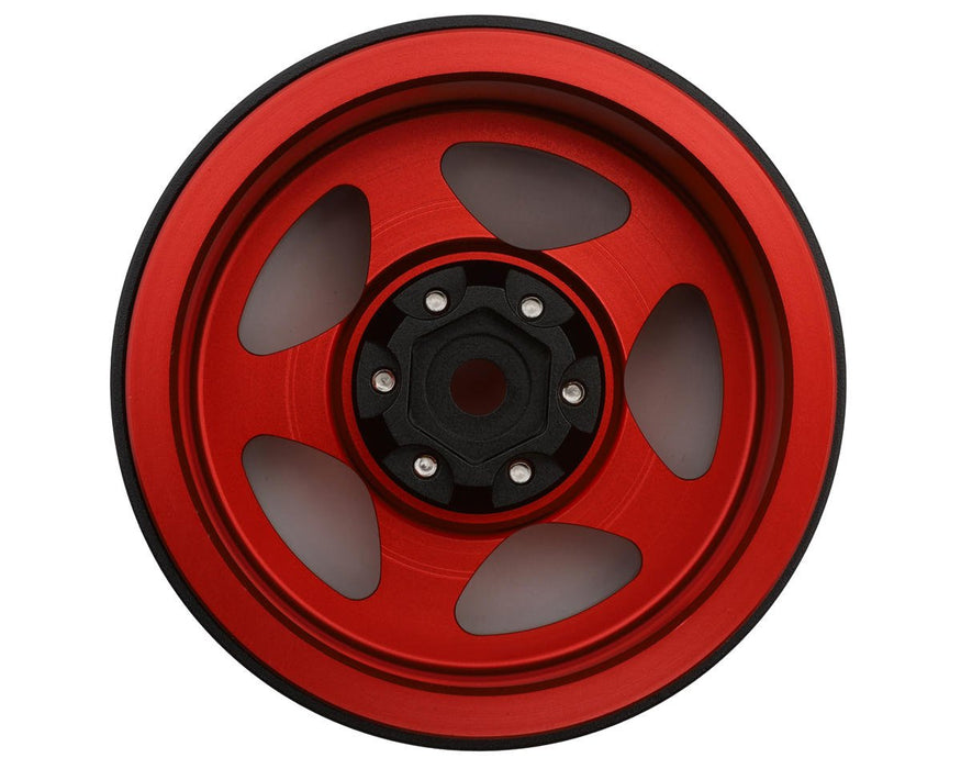 TLHTWHEEL-186 Treal Hobby Type C 2.2" 5-Spoke Aluminum 1/10 Rock Crawler Beadlock Wheels (Red) (2) (137g ea)