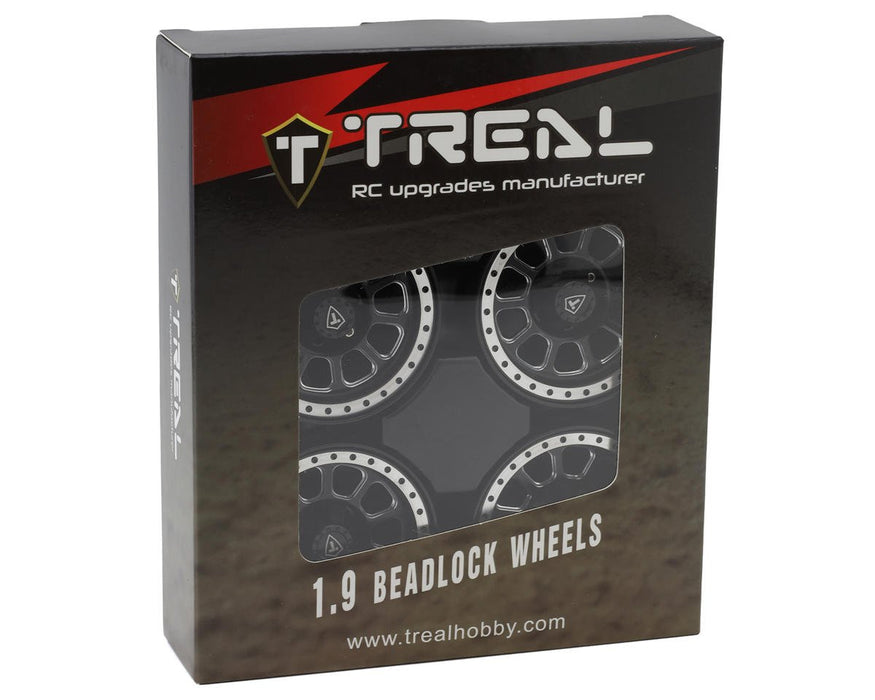 X00250NBZ5 Treal Hobby Type V2 1.9" Beadlock Wheels (Black/Silver) (4)