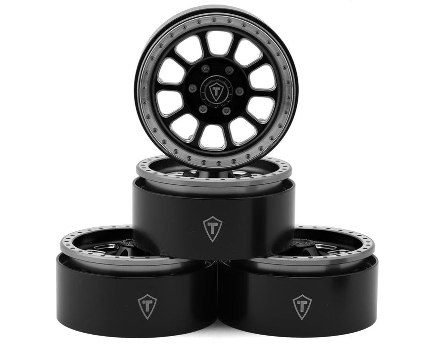 X00250NBZ5 Treal Hobby Type V2 1.9" Beadlock Wheels (Black/Silver) (4)